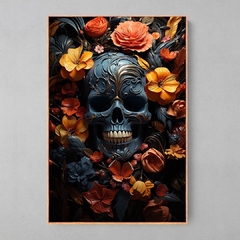 Quadro Blue SkullFlowers - Ellquadros 