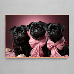 Quadro Decorativo Filhotes de Pug - Ellquadros 