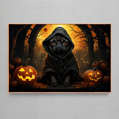 Quadro Decorativo Pug Halloween - Ellquadros 