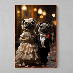 Quadro Decorativo Casal Pugs - Ellquadros 