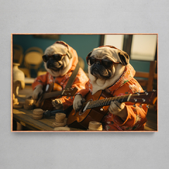 Quadro Decorativo Pug Músicos - Ellquadros 