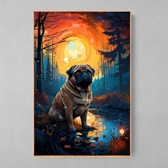 Quadro Decorativo Pug ao estilo Van Gogh