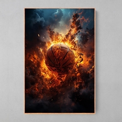 Quadro Decorativo Basket Ball Fire - Ellquadros 