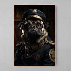 Quadro Decorativo Pug Militar