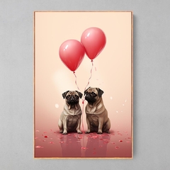 Quadro Decorativo Pug Namorados - Ellquadros 