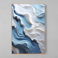 Quadro Decorativo Mármore em Ondas Azul e Branca - Ellquadros 