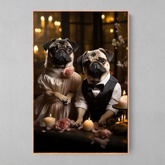 Quadro Decorativo Pugs Recém Casados - Ellquadros 