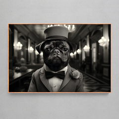 Quadro Decorativo Pug - Wes Anderson Style - Preto e Branco - Ellquadros 