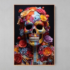 Quadro Colorful Guitar Skull - Ellquadros 