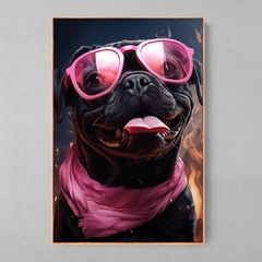 Quadro Decorativo Pug Óculos Rosa - Ellquadros 