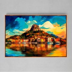 Quadrinho Decorativo Rio De Janeiro Mar De Alegria Estilo Van Gogh - comprar online