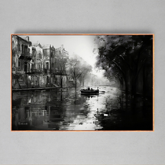 Quadro Decorativo City Boat Black White - Ellquadros 