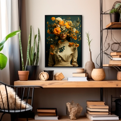 Quadro Decorativo Mulher Elegante Colagem Flores