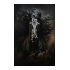 Quadro Decorativo Cavalo Negro Belas Crinas