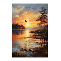 Quadro Decorativo Paisagem Por do Sol estilo pintura óleo