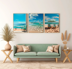 Conjunto 3 Quadros Praia Mar