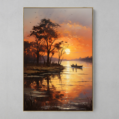 Imagem do Quadro Decorativo Por do Sol no Rio estilo pintura