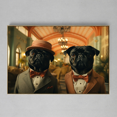 Quadro Decorativo Duo Canino em Traje Formal