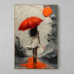 Quadro Decorativo Menina do Guarda Chuva Vermelho na internet