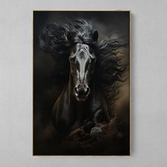 Quadro Decorativo Cavalo Negro Belas Crinas na internet