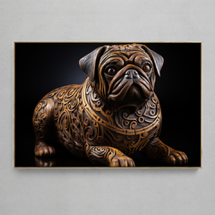 Quadro Decorativo Pug em Escultura de Madeira na internet