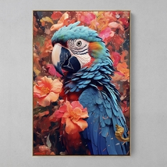 Quadro Arara Azul Floral - Ellquadros 