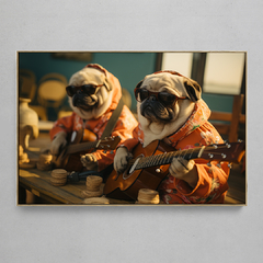 Quadro Decorativo Pug Músicos