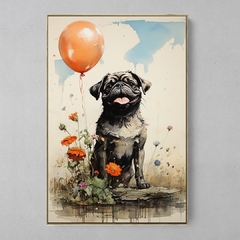 Quadro Decorativo Pug Feliz