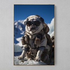 Quadro Decorativo Pug na Montanha Gelada