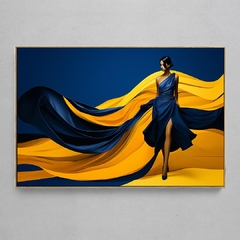 Quadro Decorativo Azul e Amarelo Fashion Girl na internet