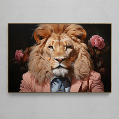 Quadro Decorativo Leão - Estilo Wes Anderson - Ellquadros 