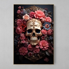 Quadro Skull Flowers 2 - Ellquadros 