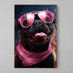 Quadro Decorativo Pug Óculos Rosa na internet