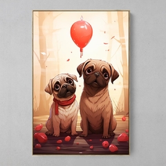 Quadro Decorativo Pug Enamorados na internet