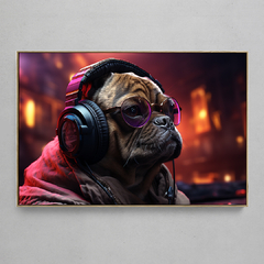 Quadro Decorativo Pug Cyber Punk na internet