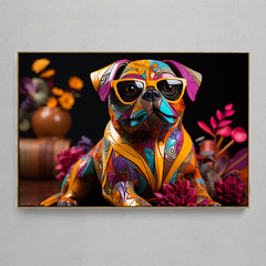 Quadro Decorativo Pug de Plástico Colorful na internet