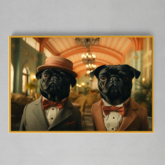 Quadro Decorativo Duo Canino em Traje Formal - loja online