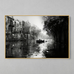 Quadro Decorativo City Boat Black White - loja online