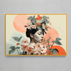 Quadro Decorativo Collage Mulher Rosas e Flores - loja online