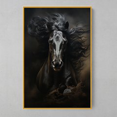 Quadro Decorativo Cavalo Negro Belas Crinas - loja online