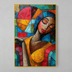 Quadro Decorativo Preta Colorida Cubista - loja online