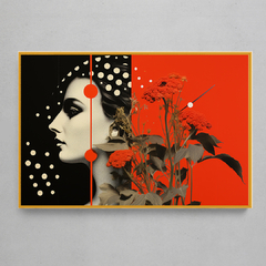 Imagem do Quadro Decorativo Flor Vermelha Colagem Mulher