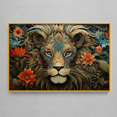 Imagem do Quadro Decorativo Leão - Estilo Egípcio e Chinês