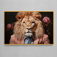 Quadro Decorativo Leão - Estilo Wes Anderson