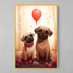 Quadro Decorativo Pug Enamorados - loja online