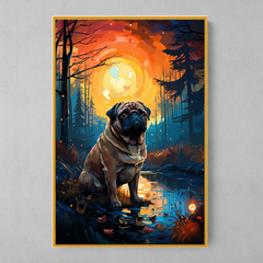 Imagem do Quadro Decorativo Pug ao estilo Van Gogh