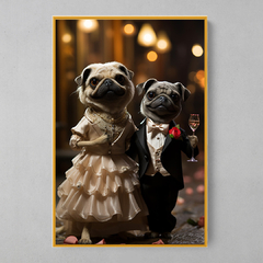 Quadro Decorativo Casal Pugs - loja online