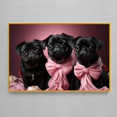 Quadro Decorativo Filhotes de Pug - loja online