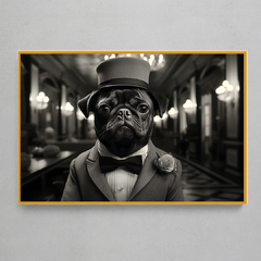 Quadro Decorativo Pug - Wes Anderson Style - Preto e Branco - loja online