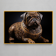 Quadro Decorativo Pug em Escultura de Madeira - Ellquadros 